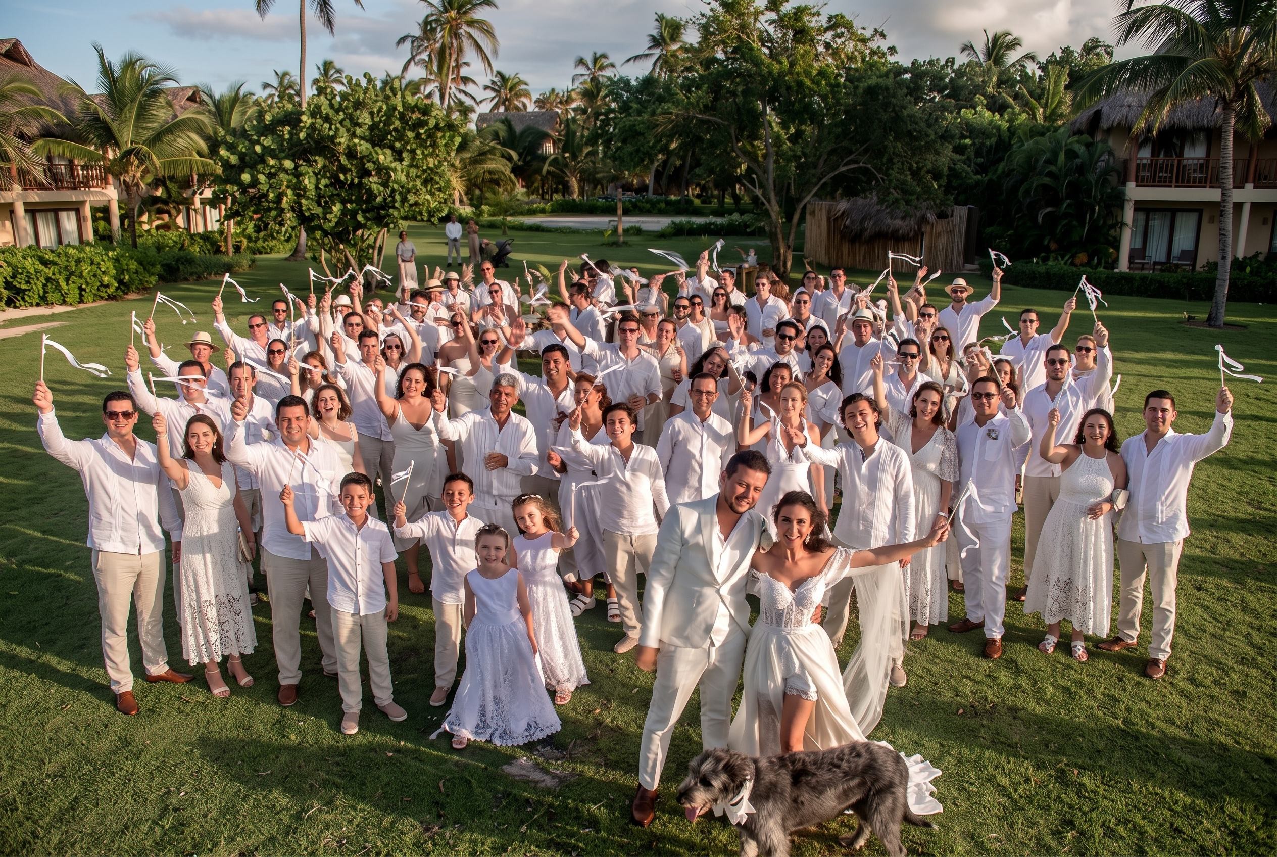 Boda con más de 50 invitados en los jardines del hotel
