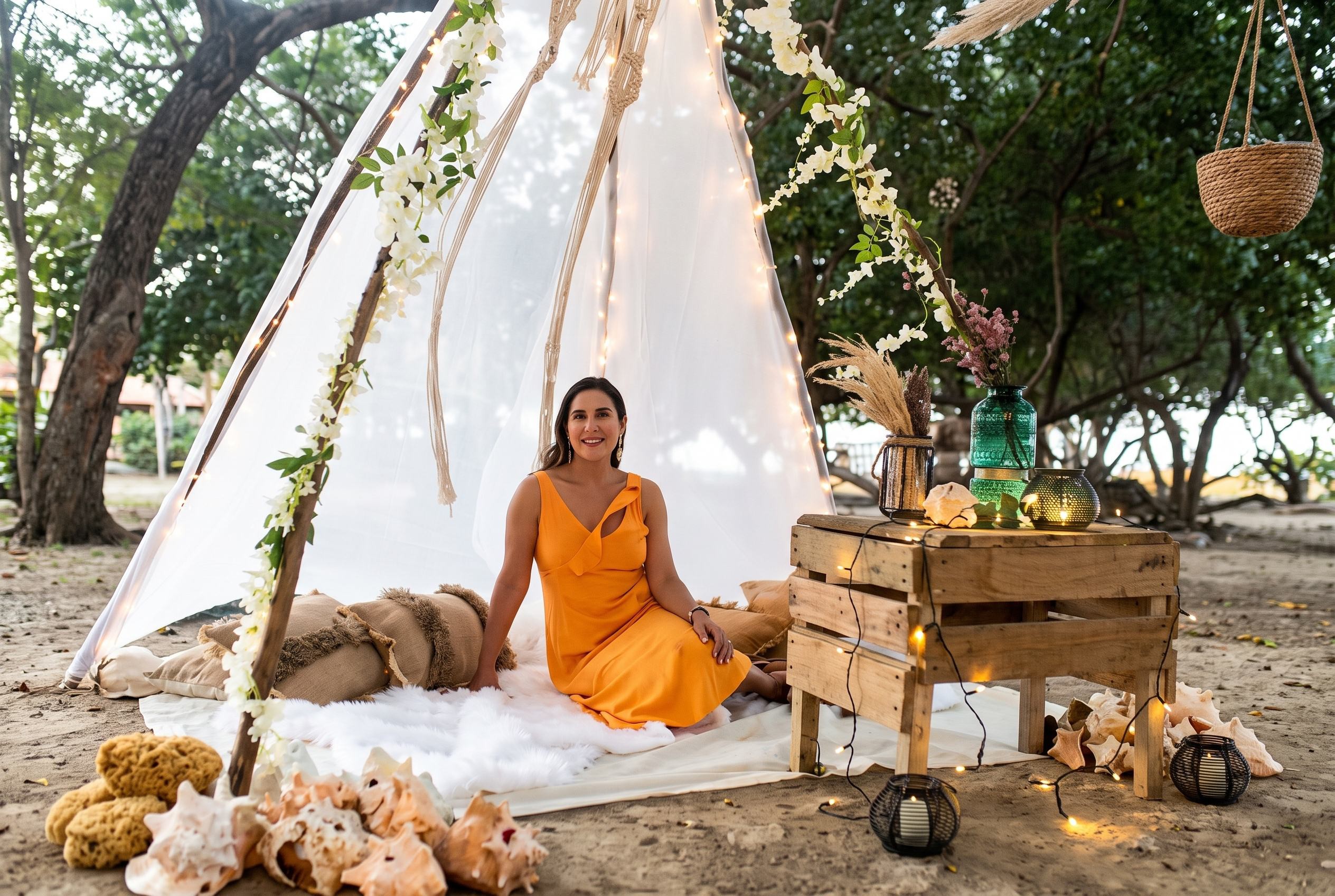 Carpa decorada con conchas